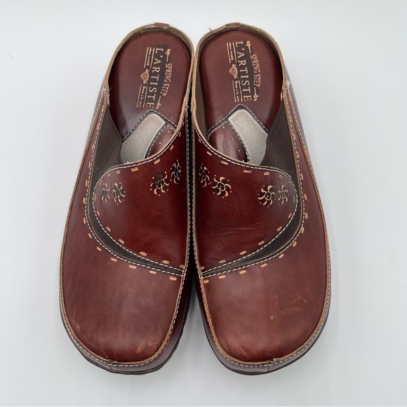 L'Artiste Spring Step Chino Shoes Women's 40/ 9 Brown Wedge Mule Clogs - Picture 6 of 14